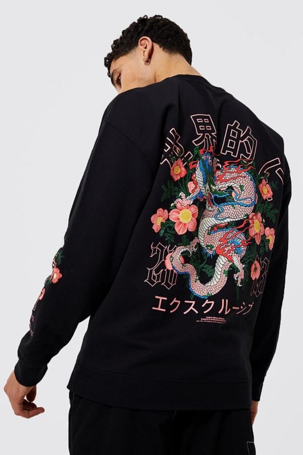 DRAGON FLORAL GRAPHIC SWEATSHIRT