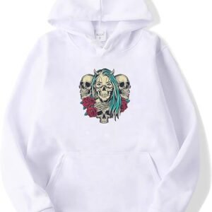 Gcufoyae Skull Rose Graphic Hoodie