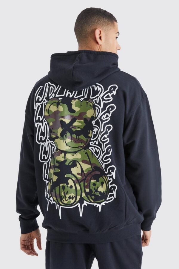 OVERSIZED CAMO BEAR HOODIE