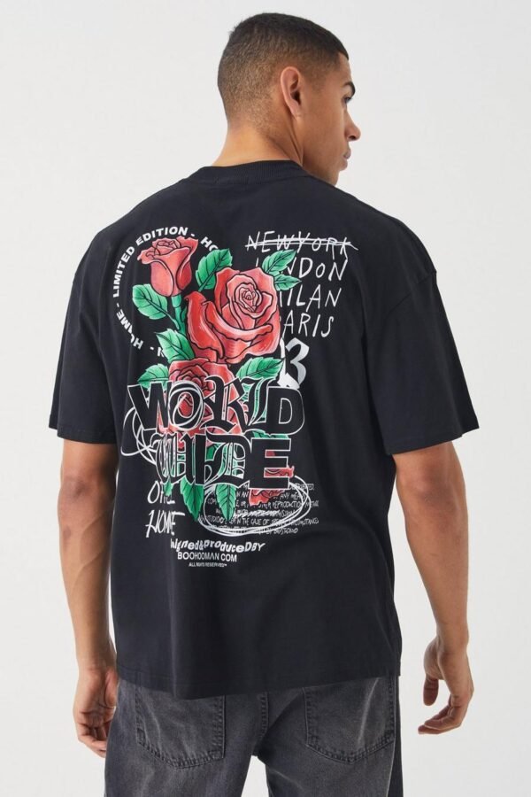 WORLDWIDE ROSE GRAPHIC T-SHIRT